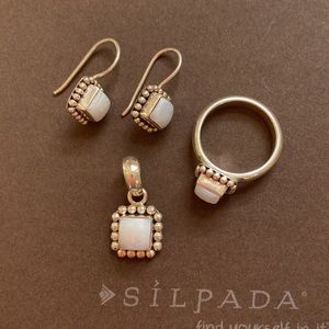 Silpada MOP Pebble Ear Ring Pendant Set